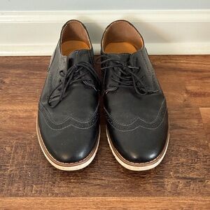 Men's Black Wingtip Derby Shoes - Classic Leather Dress Shoes